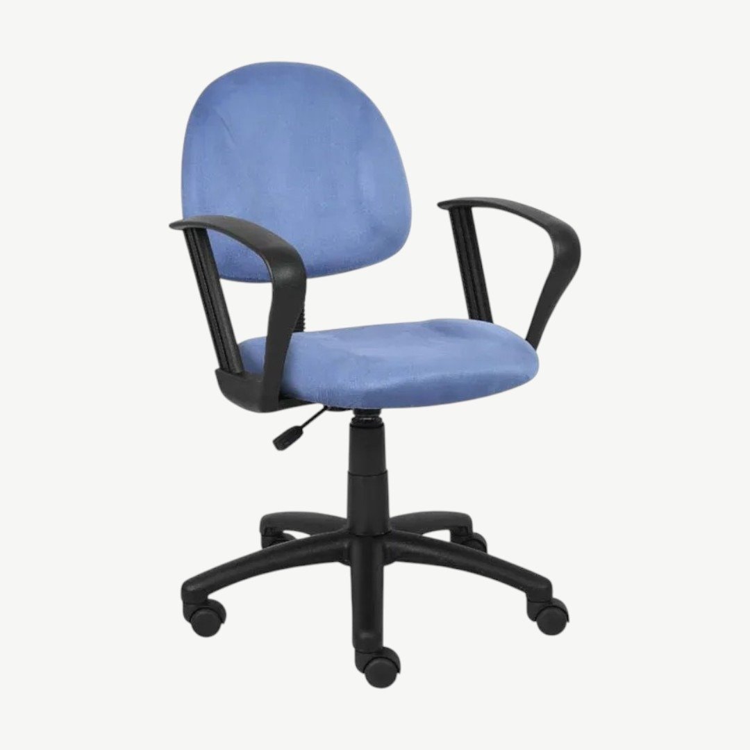 Boss Blue Microfiber Deluxe Posture Chair W/ Loop Arms. - Image 2