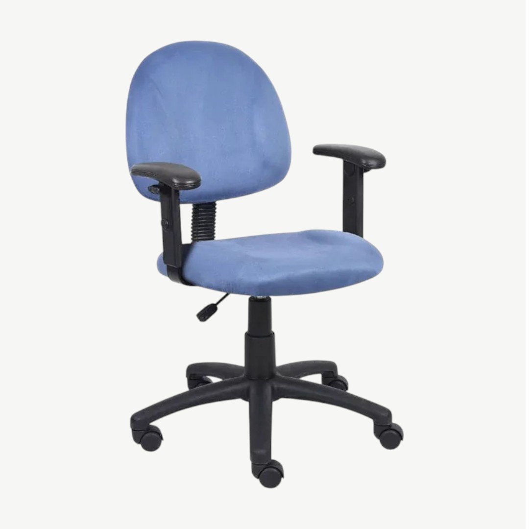 Boss Blue Microfiber Deluxe Posture Chair W/ Adjustable Arms. - Image 2