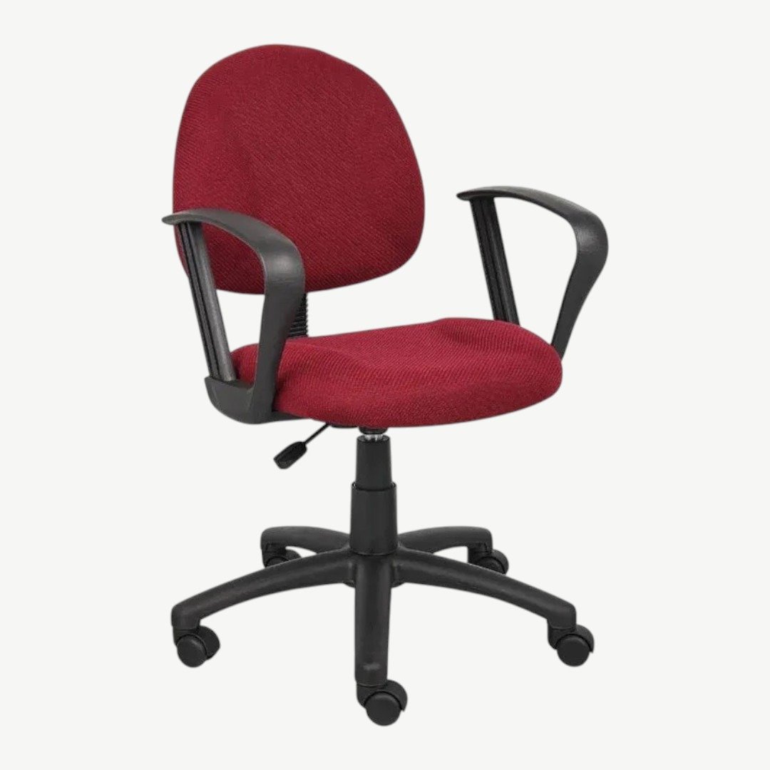 Boss Perfect Posture Deluxe Office Task Chair with Loop Arms, Burgundy - Image 2