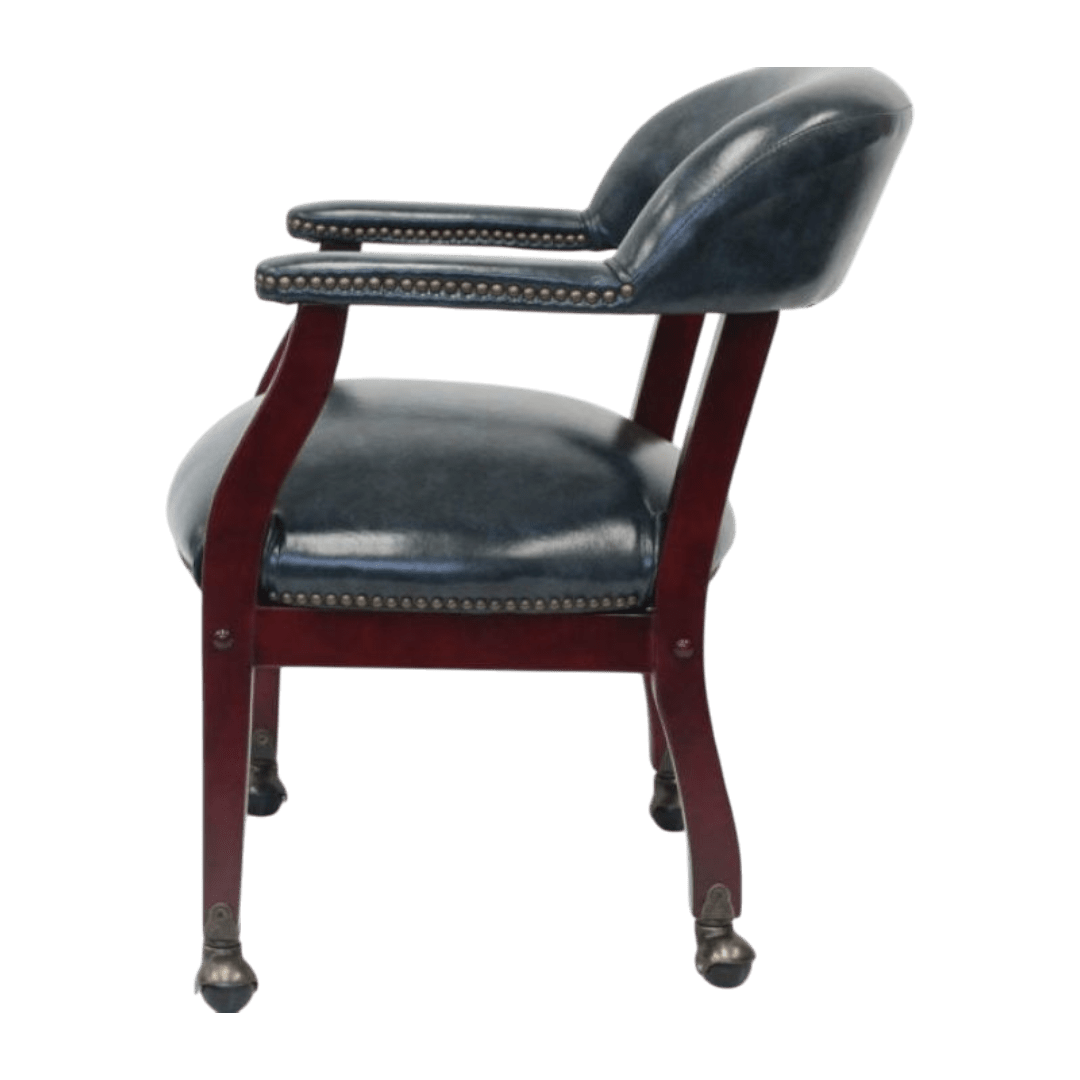 Boss Captain’s guest, accent or dining chair in Blue Vinyl W/ Casters - Image 3