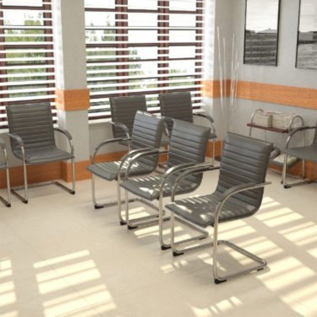 Boss Chrome Frame Grey Vinyl Side Chair, (set of 2) - Image 2