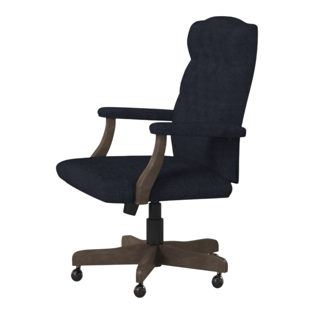 BOSS Executive Navy Commercial Grade Linen Chair With Driftwood Finish Frame - Image 5