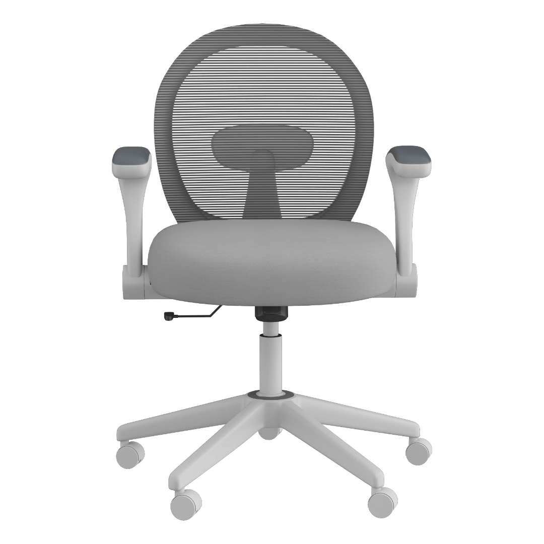Boss Grey Mesh, Flip Arm, Stool, White Frame - Image 6