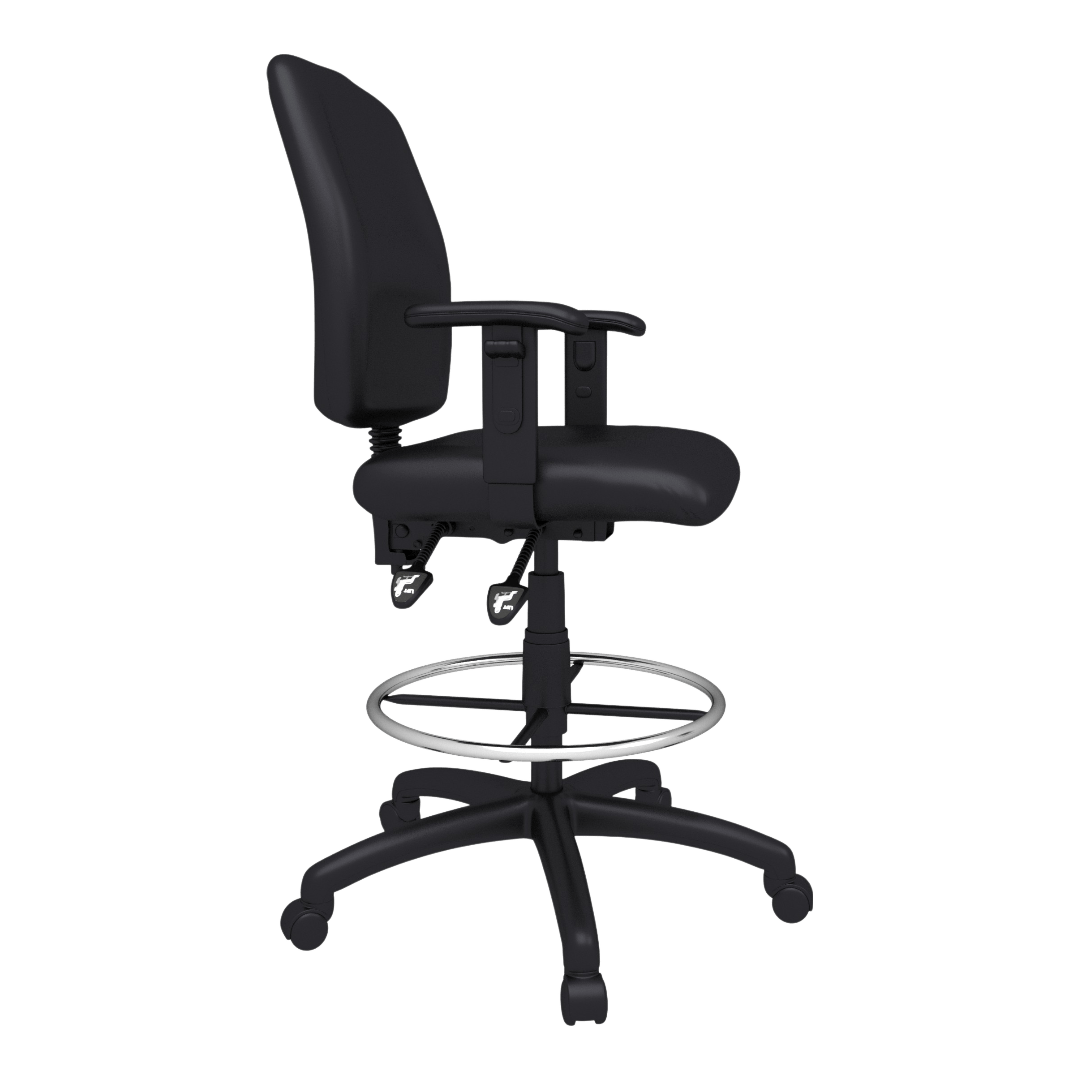 Boss Multi-Function LeatherPlus Drafting Stool W/ Adjustable Arms - Image 4