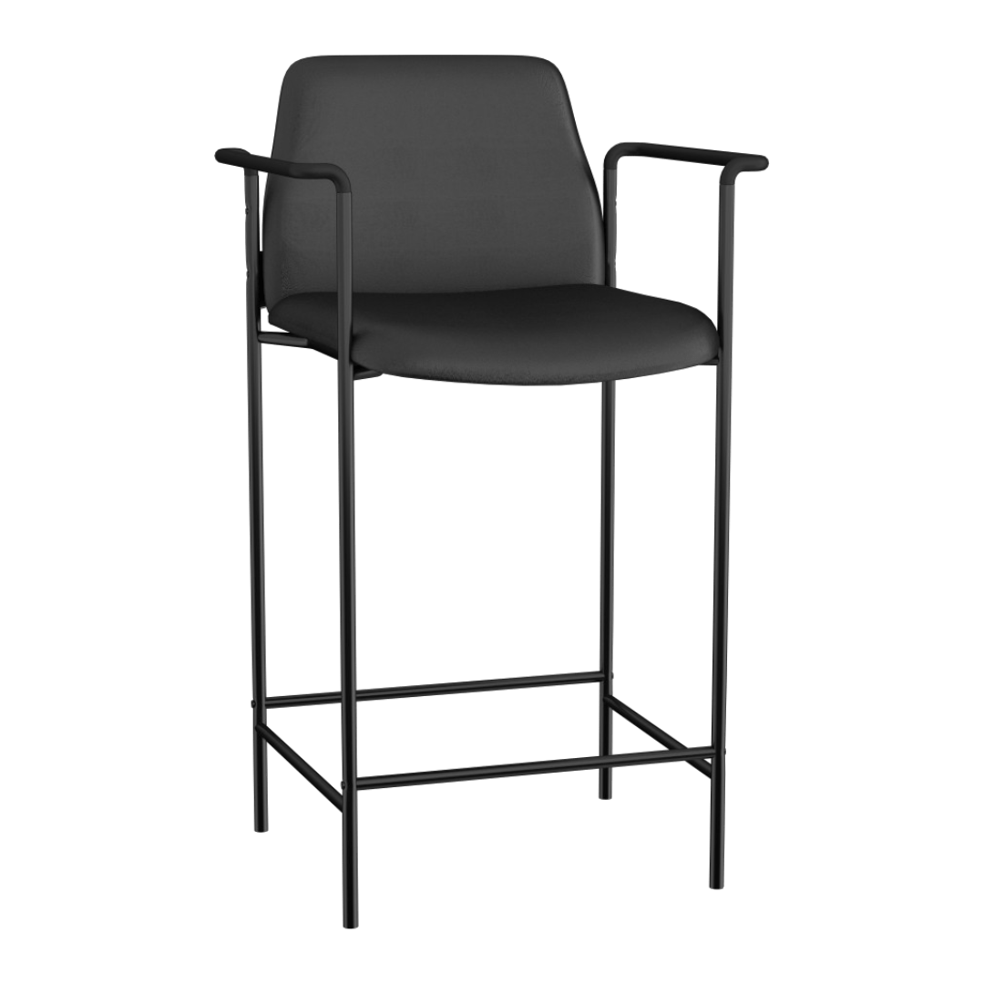 Boss Square Back Diamond Stool W/Arm In Black Caressoft - Image 4