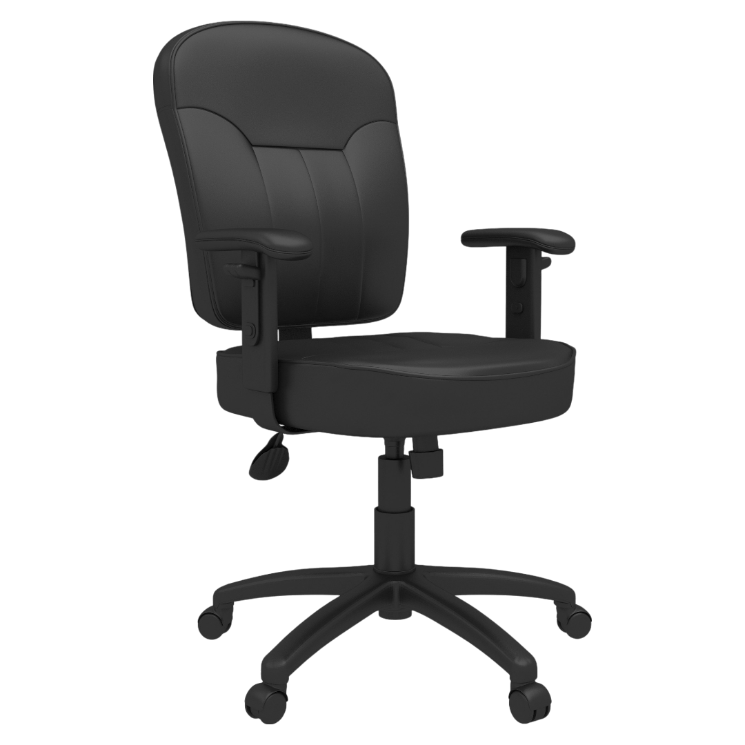 Boss Black Leather Task Chair W/ Adjustable Arms - Image 4