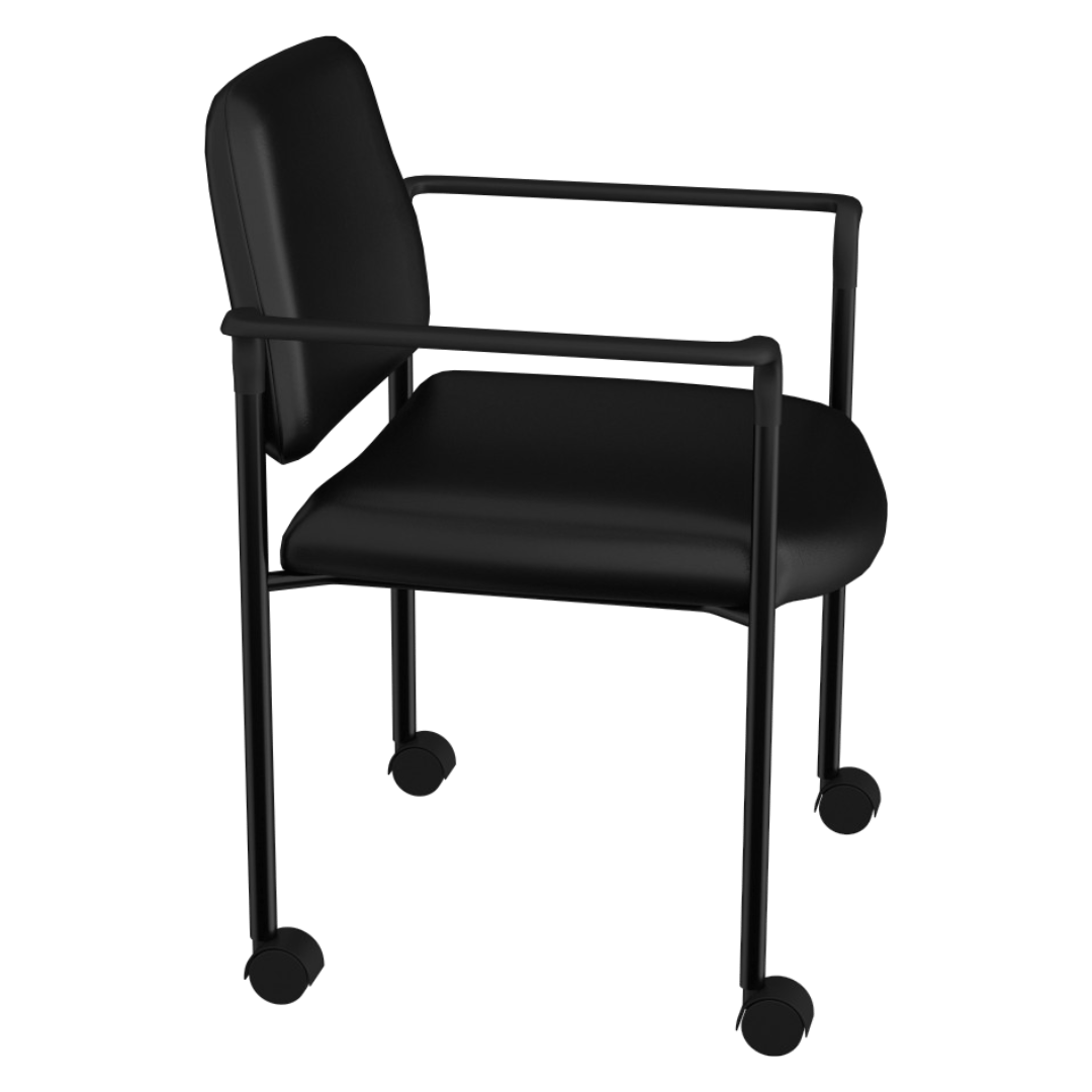 Boss Square Back  Diamond Stacking Chair W/Arm In Black Caressoft - Image 4