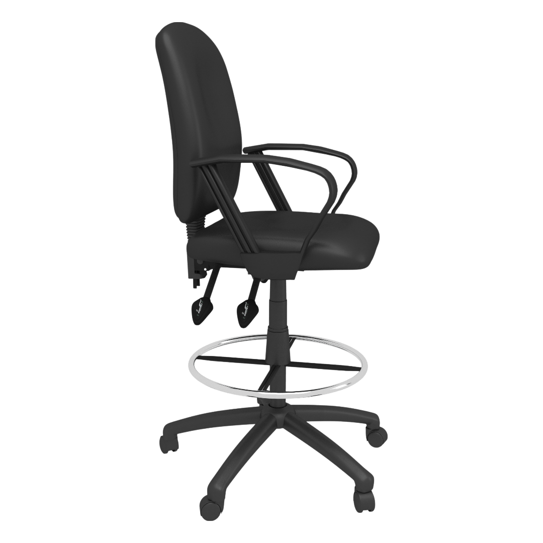 Boss Multi-Function LeatherPlus Drafting Stool W/ Loop Arms - Image 7