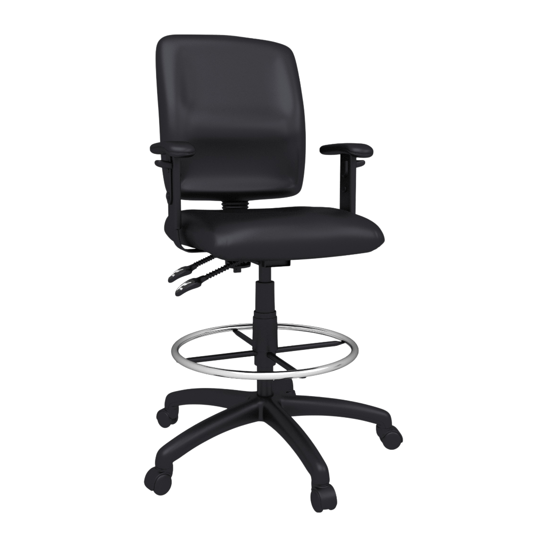 Boss Multi-Function LeatherPlus Drafting Stool W/ Adjustable Arms - Image 5