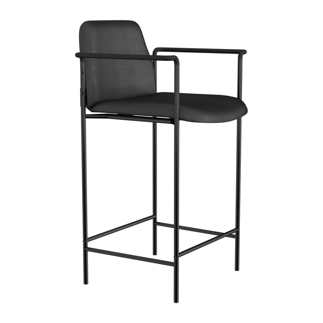 Boss Square Back Diamond Stool W/Arm In Black Caressoft - Image 5
