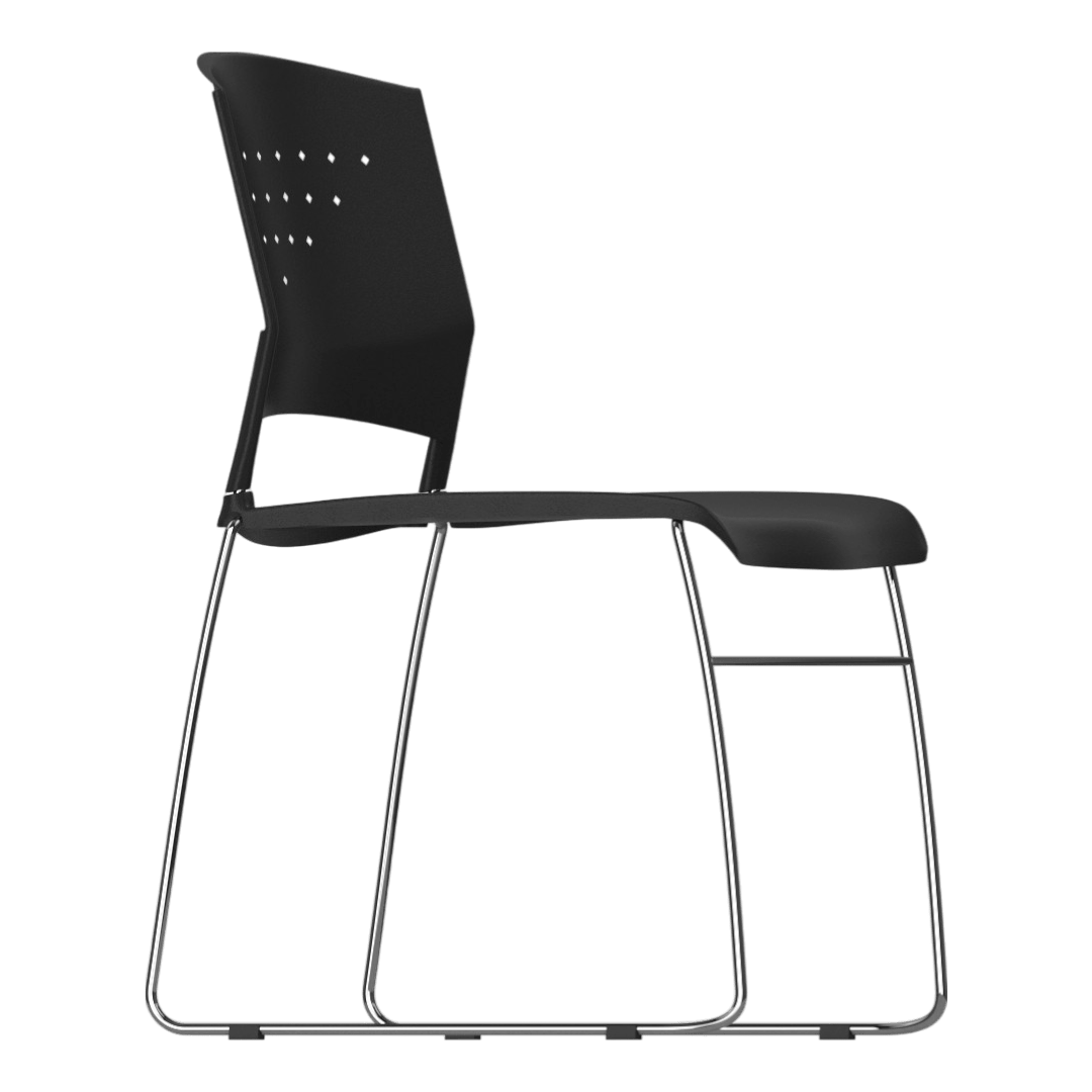 Boss Black Stack Chair With Chrome Frame 2 Pcs Pack - Image 4