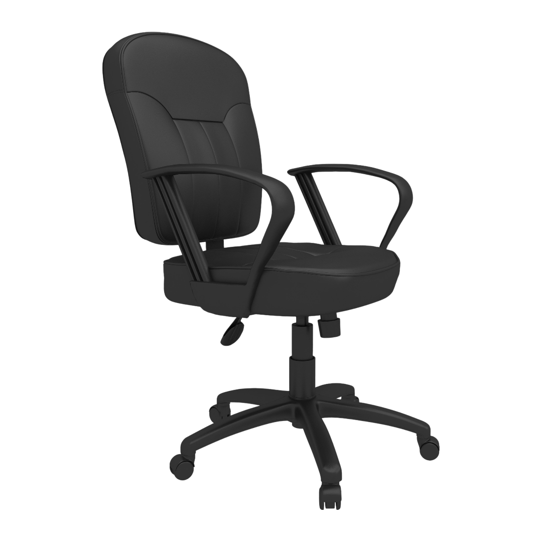 Boss Black Leather Task Chair W/ Loop Arms - Image 3