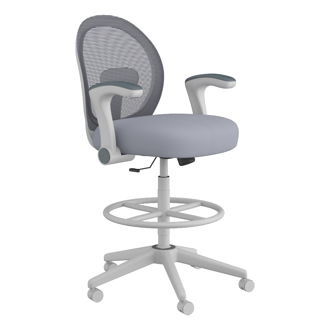 Boss Grey Mesh, Flip Arm, Task Chair, White Frame - Image 5