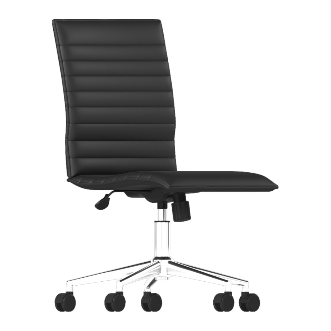 Boss Black Vinyl Armless Hospitality Chair - Image 4