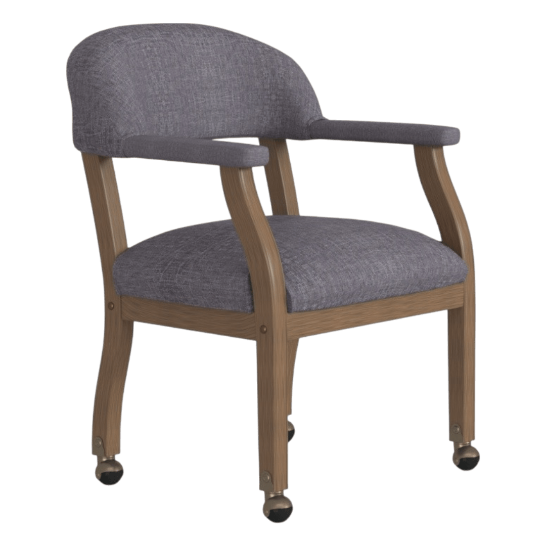 Boss Modern Captain's guest, accent or dining chair in Slate Grade Commercial Grade Linen With Casters - Image 5