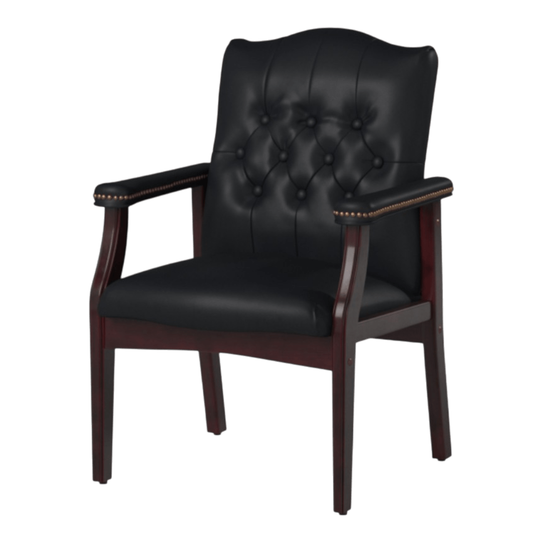 Boss Traditional Black Caressoft guest, accent or dining chair W/ Mahogany Finish - Image 4
