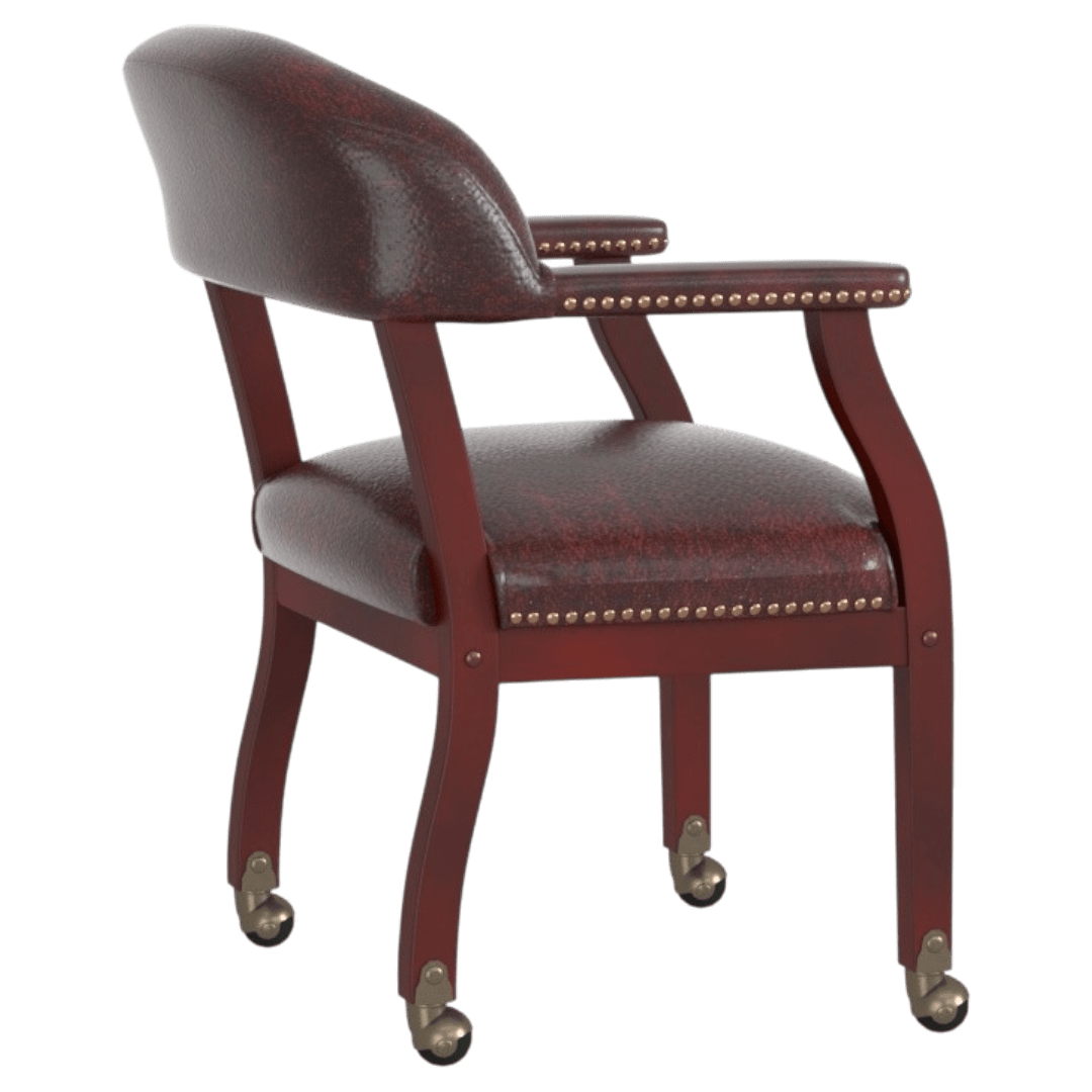 Boss Captain's guest, accent or dining chair in Burgundy Vinyl <br>W/ Casters - Image 5