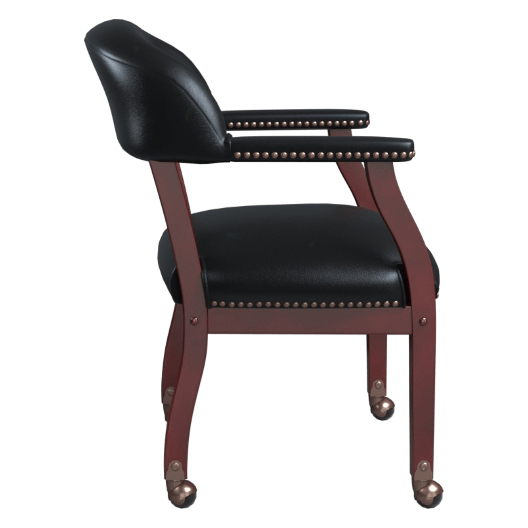Boss Captain's guest, accent or dining chair in Black Vinyl W/ Casters - Image 5