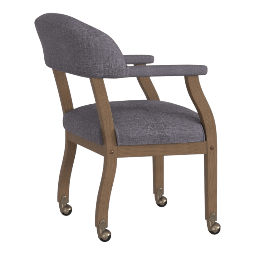 Boss Modern Captain's guest, accent or dining chair in Slate Grade Commercial Grade Linen With Casters - Image 6
