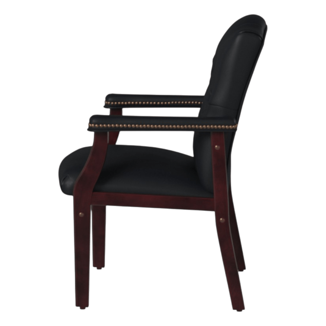 Boss Traditional Black Caressoft guest, accent or dining chair W/ Mahogany Finish - Image 5
