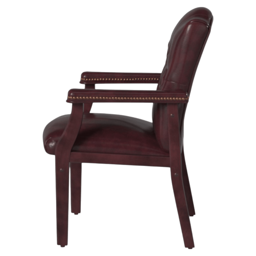 Boss Traditional Oxblood Vinyl guest, accent or dining chair W/ Mahogany Finish - Image 5