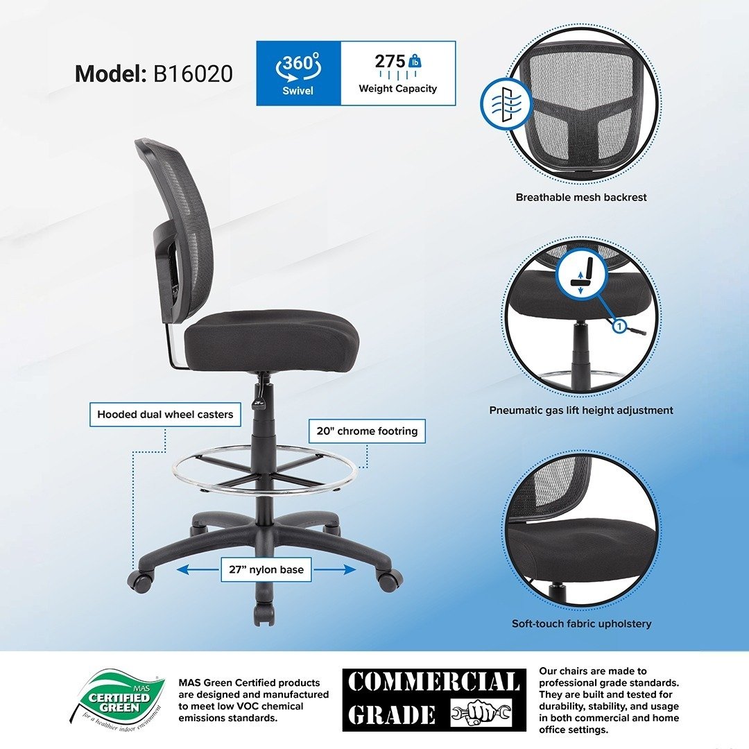 Boss Contract Mesh Drafting Stool - Image 5