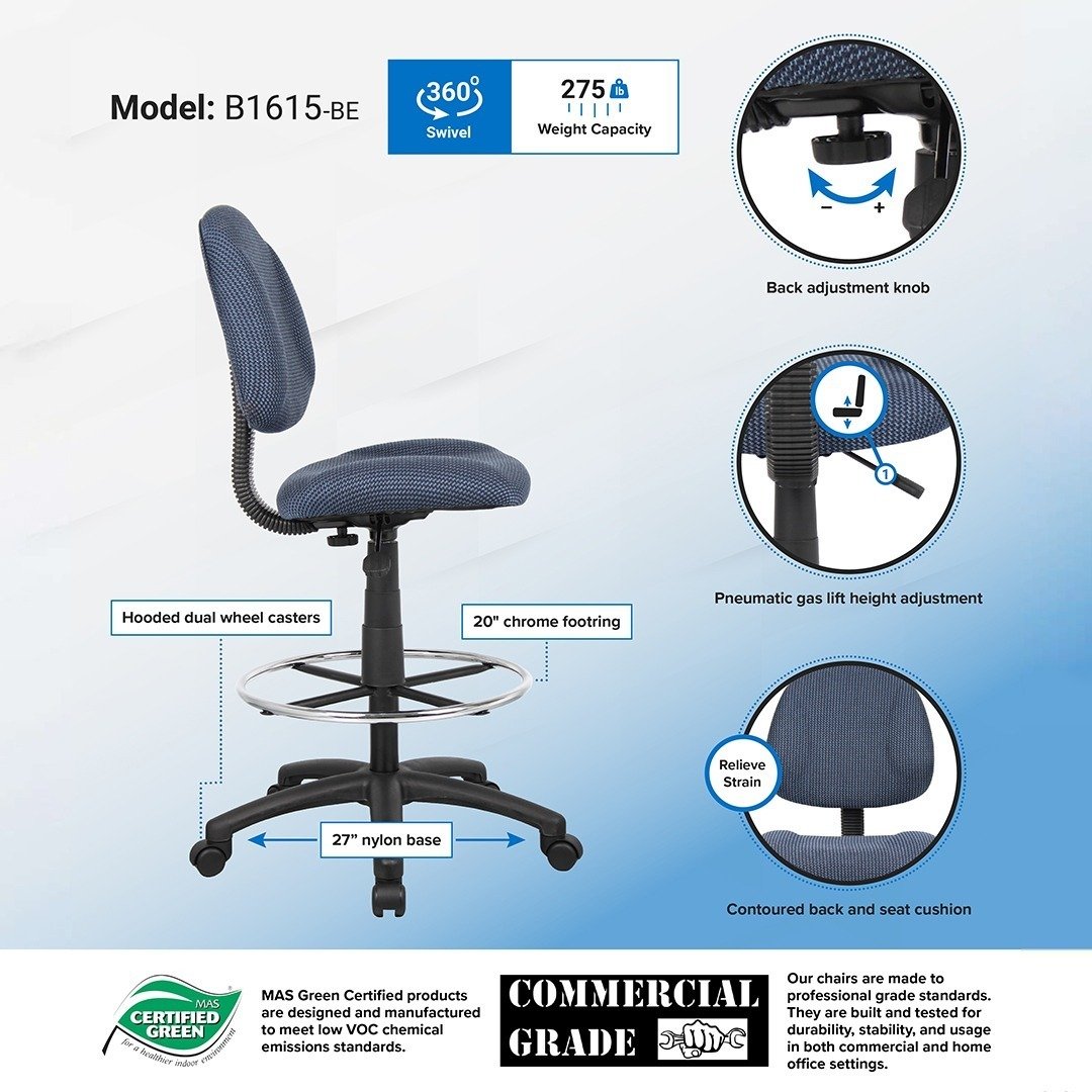 Boss Drafting Stool (B315-Be) W/Footring - Image 2
