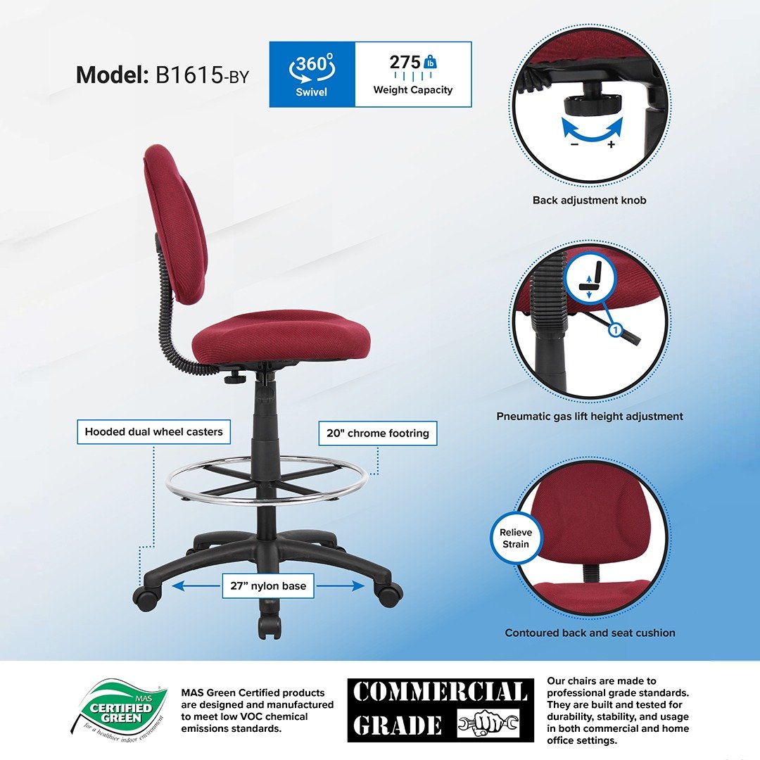 Boss Drafting Stool (B315-By) W/Footring - Image 4