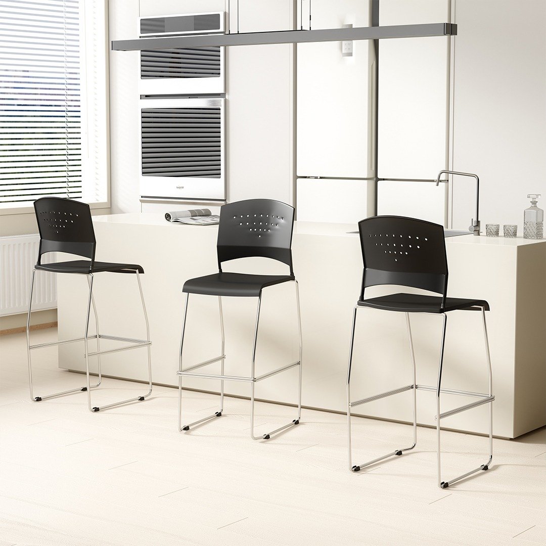 Boss Black Stool With Chrome Frame - Image 7