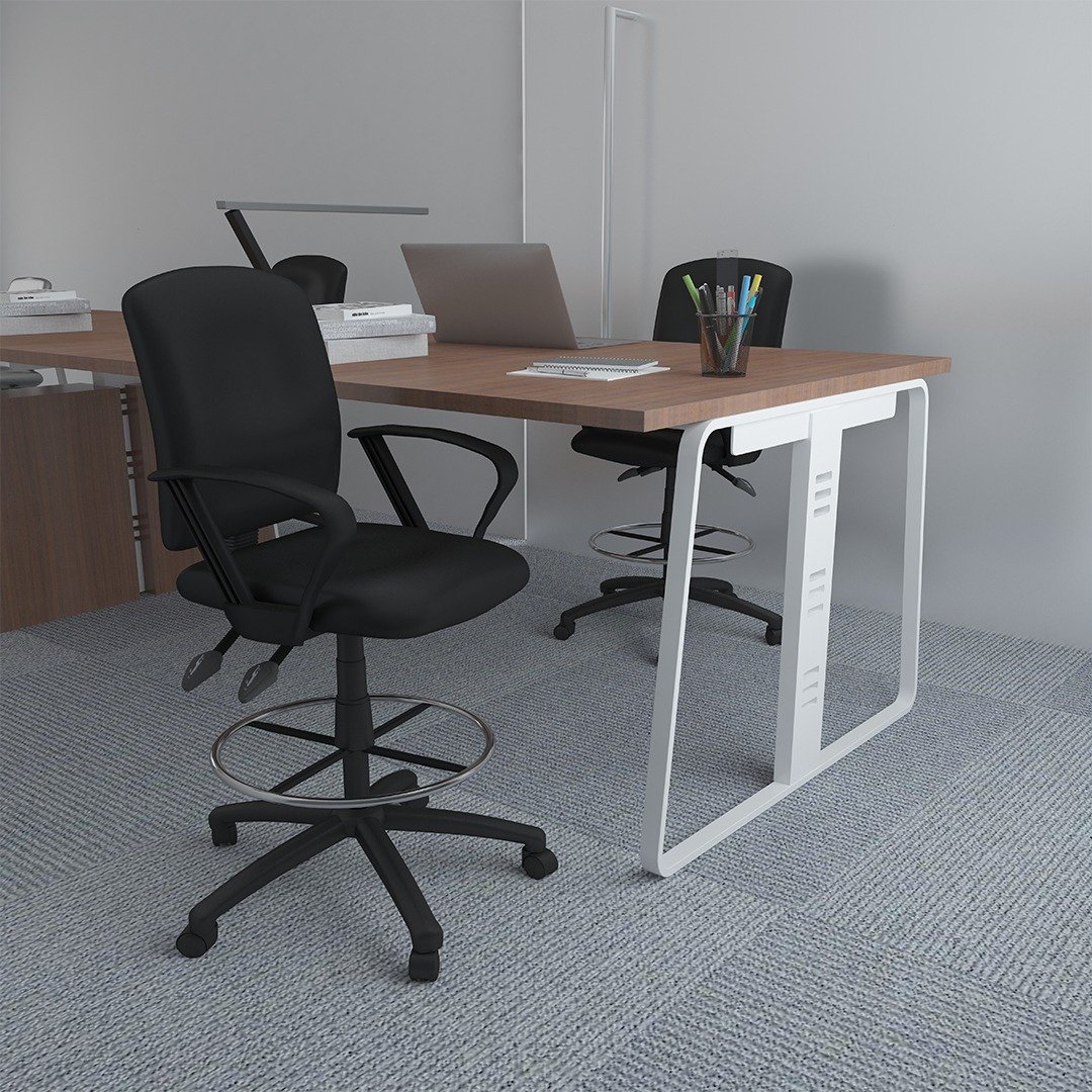 Boss Multi-Function LeatherPlus Drafting Stool W/ Loop Arms - Image 6