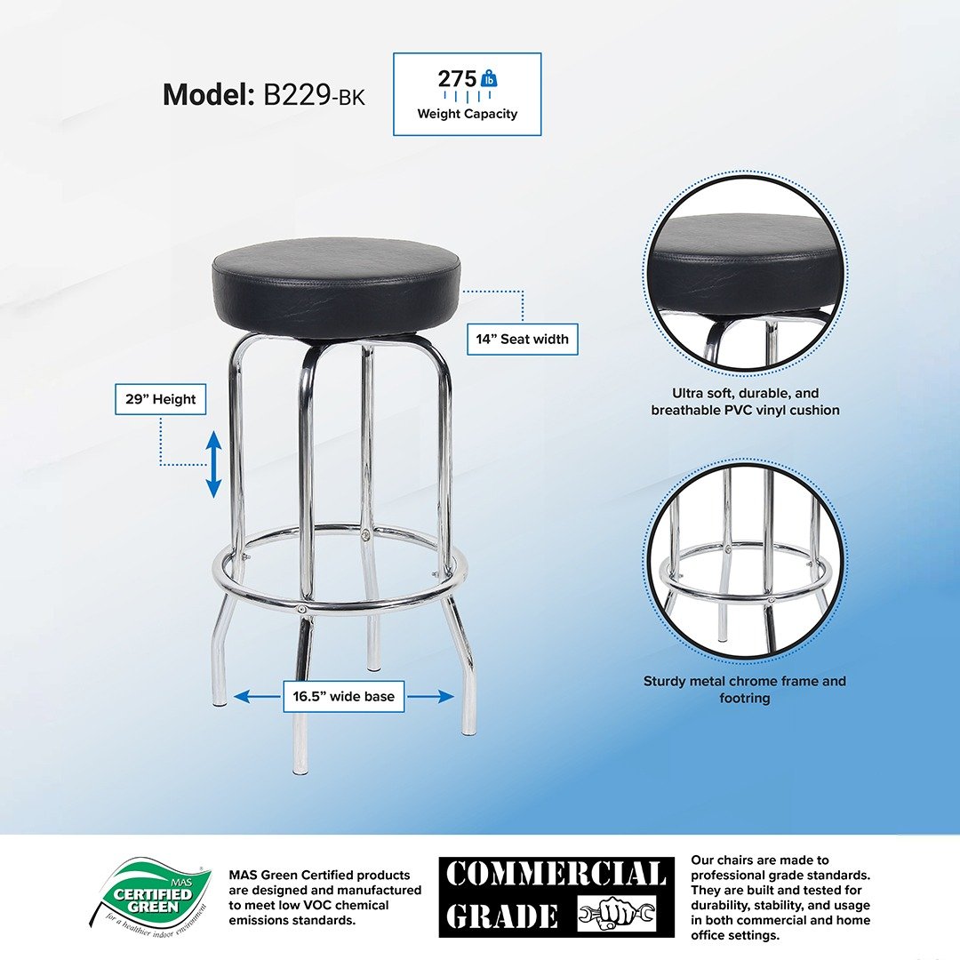 29" Chrome/Black Stool - Image 3