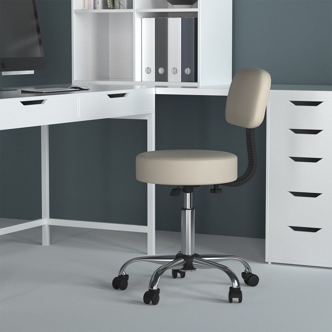 Boss Beige Caressoft Medical Stool W/ Back Cushion - Image 7