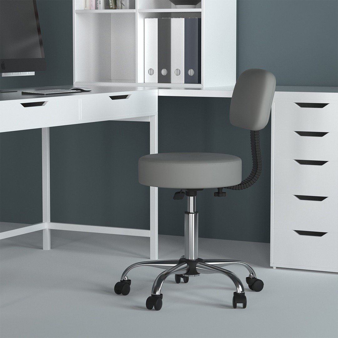 Boss Grey Antimicrobial Medical Stool W/ Back Cushion - Image 7