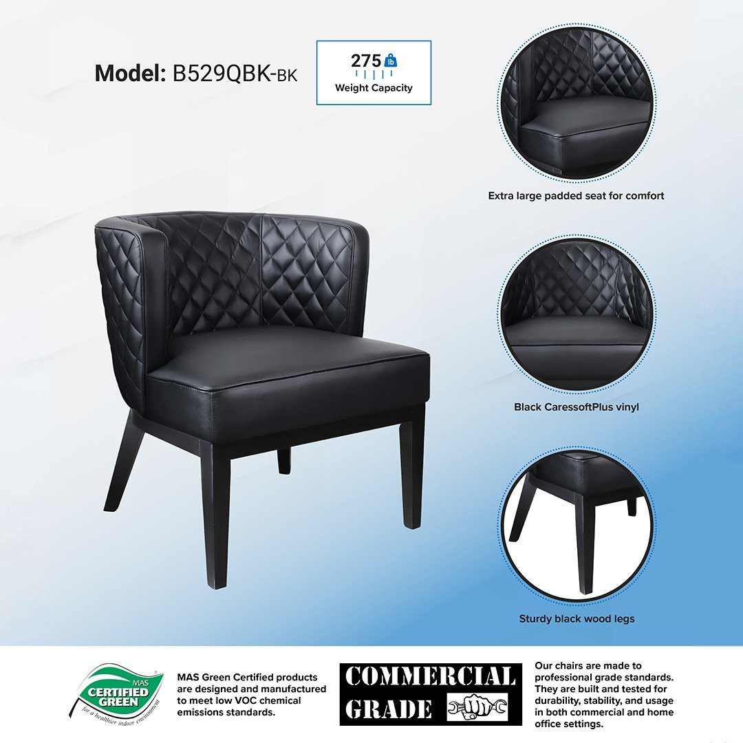 Boss Ava Quilted guest, accent or dining chair - Black - Image 5