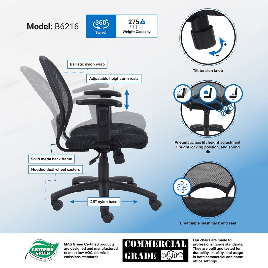 Boss Mesh Chair With Adjustable Arms - Image 6