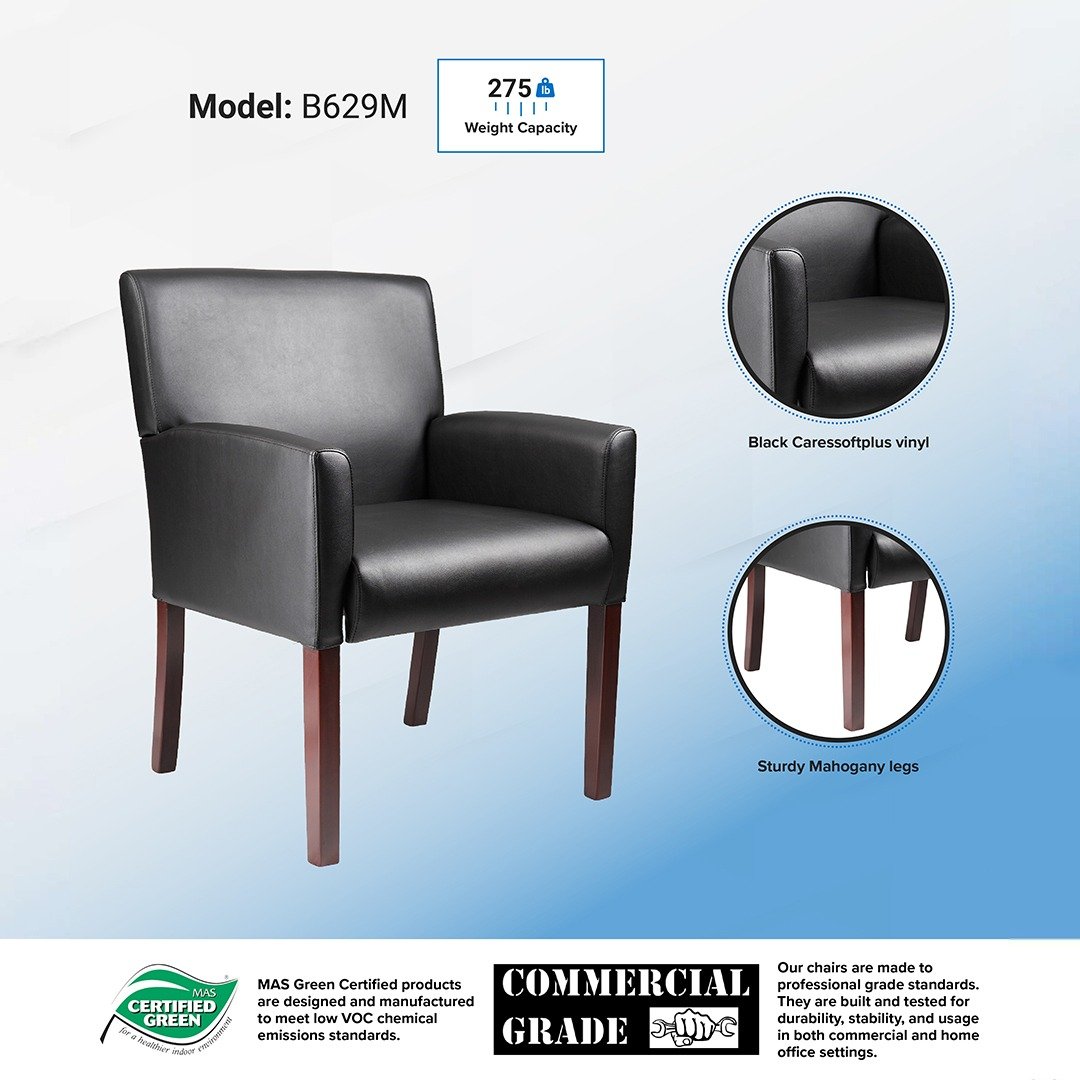 Boss Box Arm guest, accent or dining chair W/Mahogany Finish - Image 7