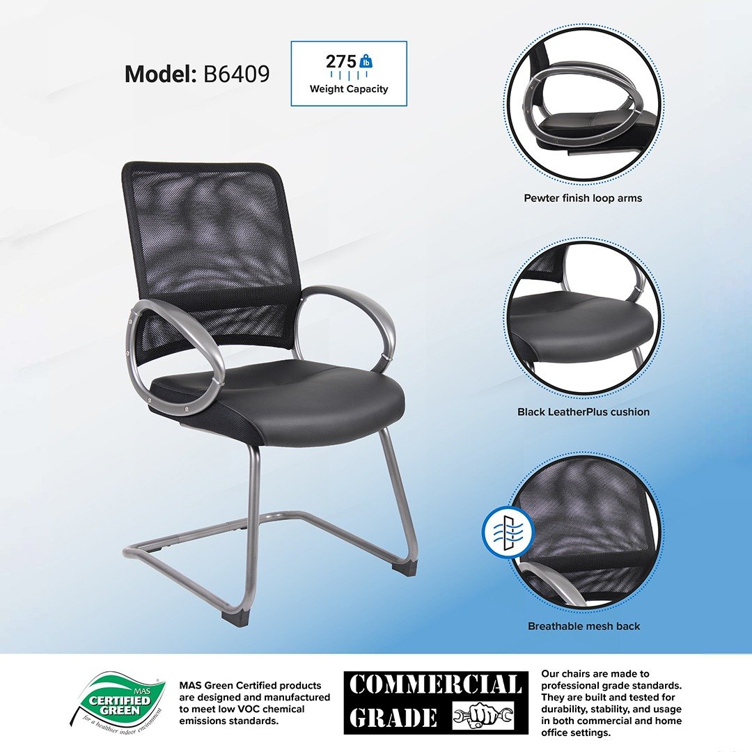 Boss Mesh Back W/ Pewter Finish Guest Chair - Image 4