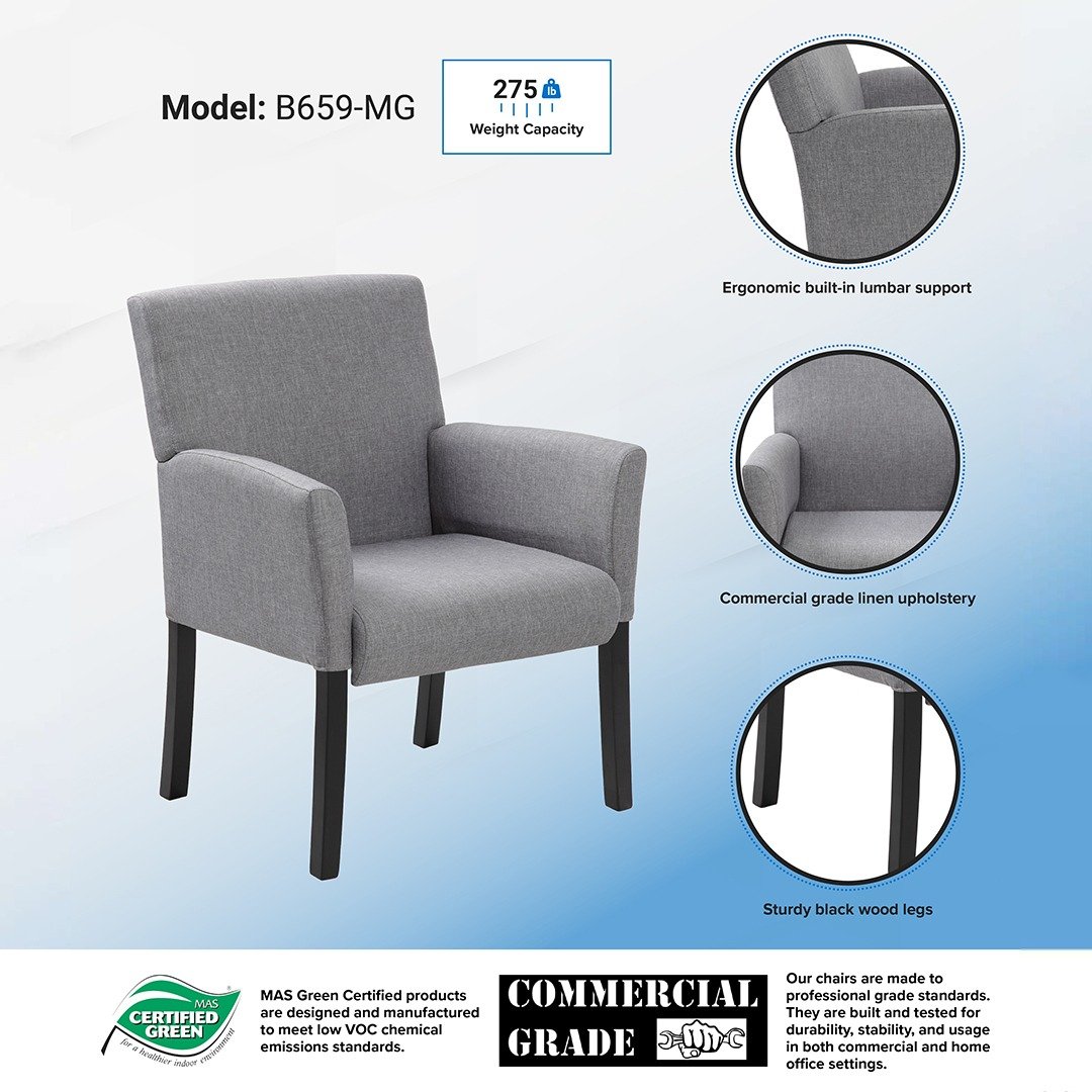 Boss Box Arm guest, accent or dining chair W/Black Base - Image 6