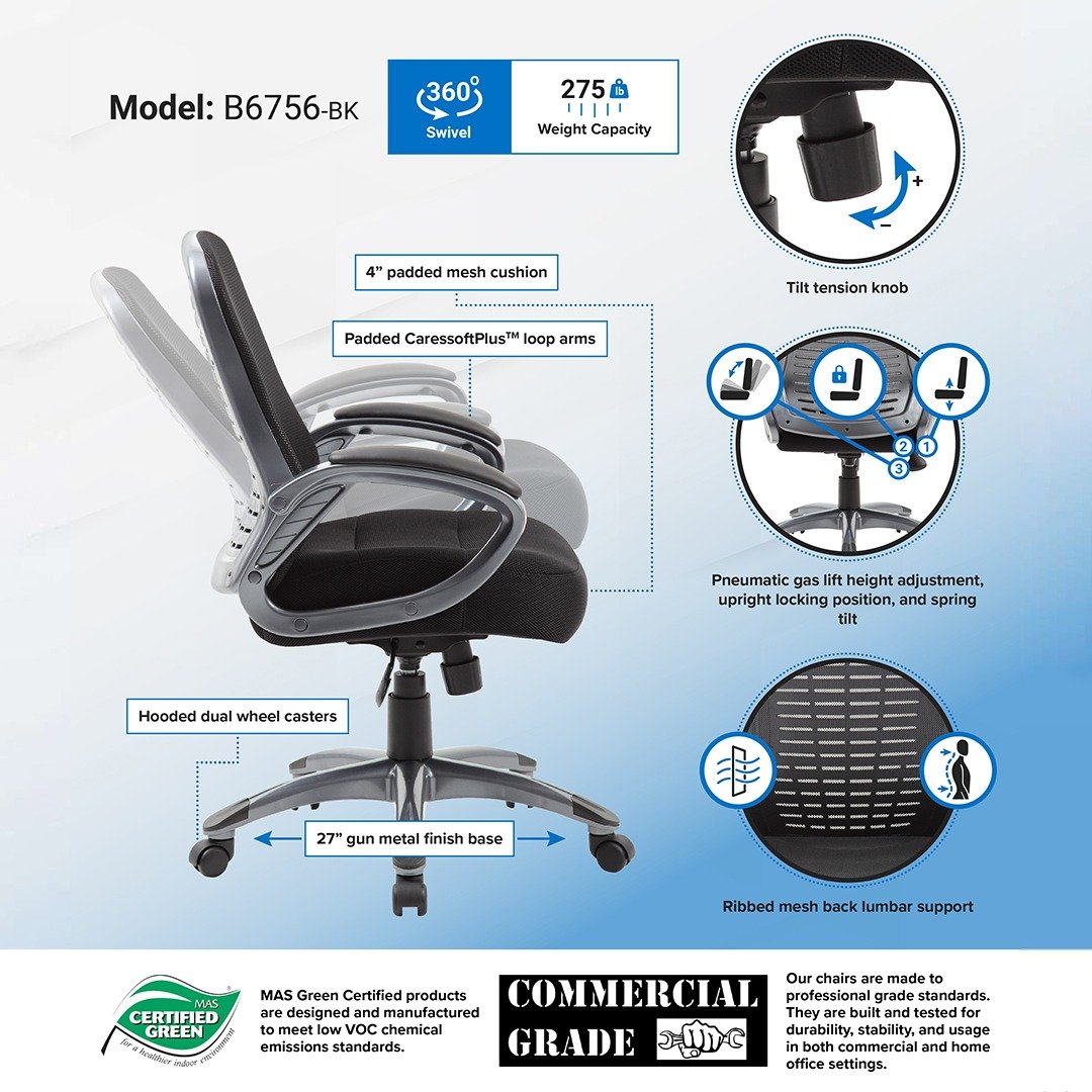 Boss Ribbed High Back Mesh Chair - Image 5