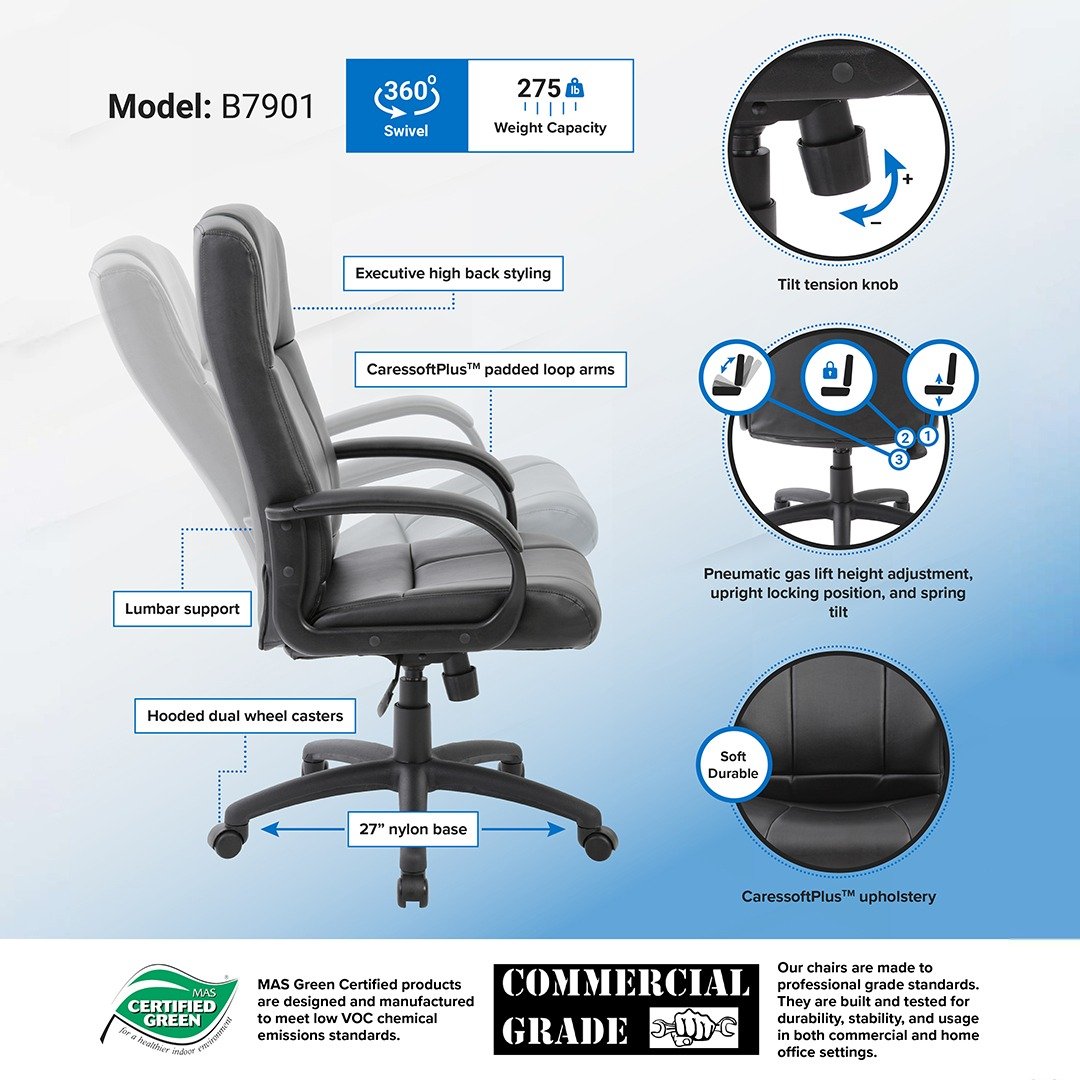 Boss CaressoftPlus Executive High Back Chair - Image 4
