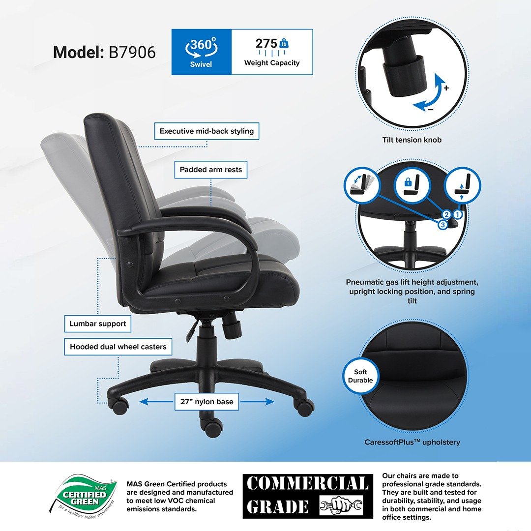 Boss CaressoftPlus Executive Mid Back Chair - Image 4