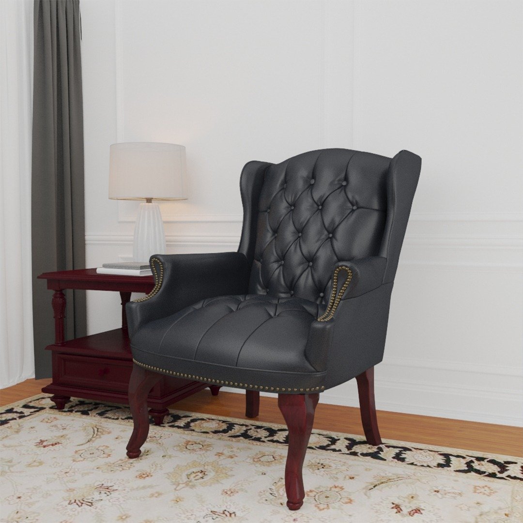Boss Wingback Traditional Guest Chair In Black - Image 4