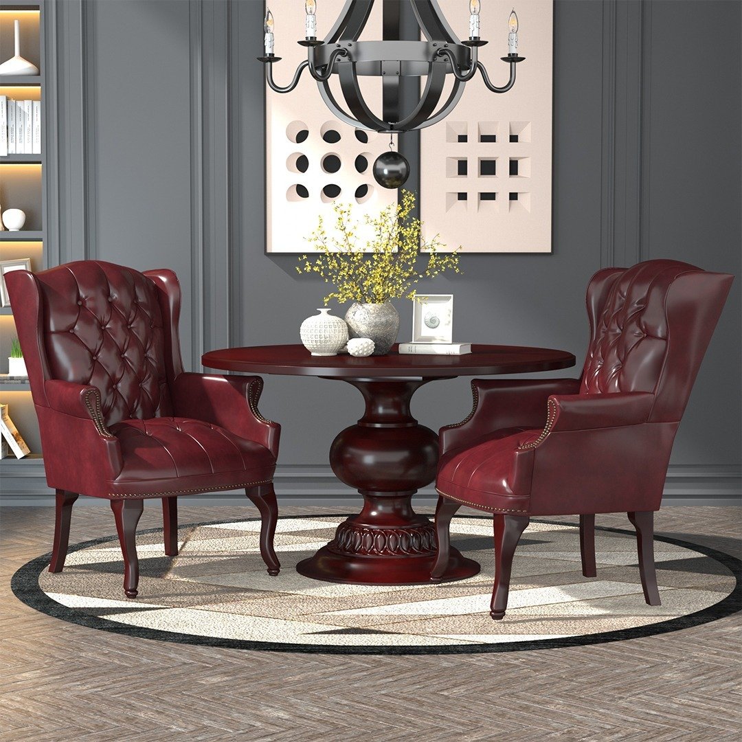 Boss Wingback Traditional Guest Chair In Burgundy - Image 6