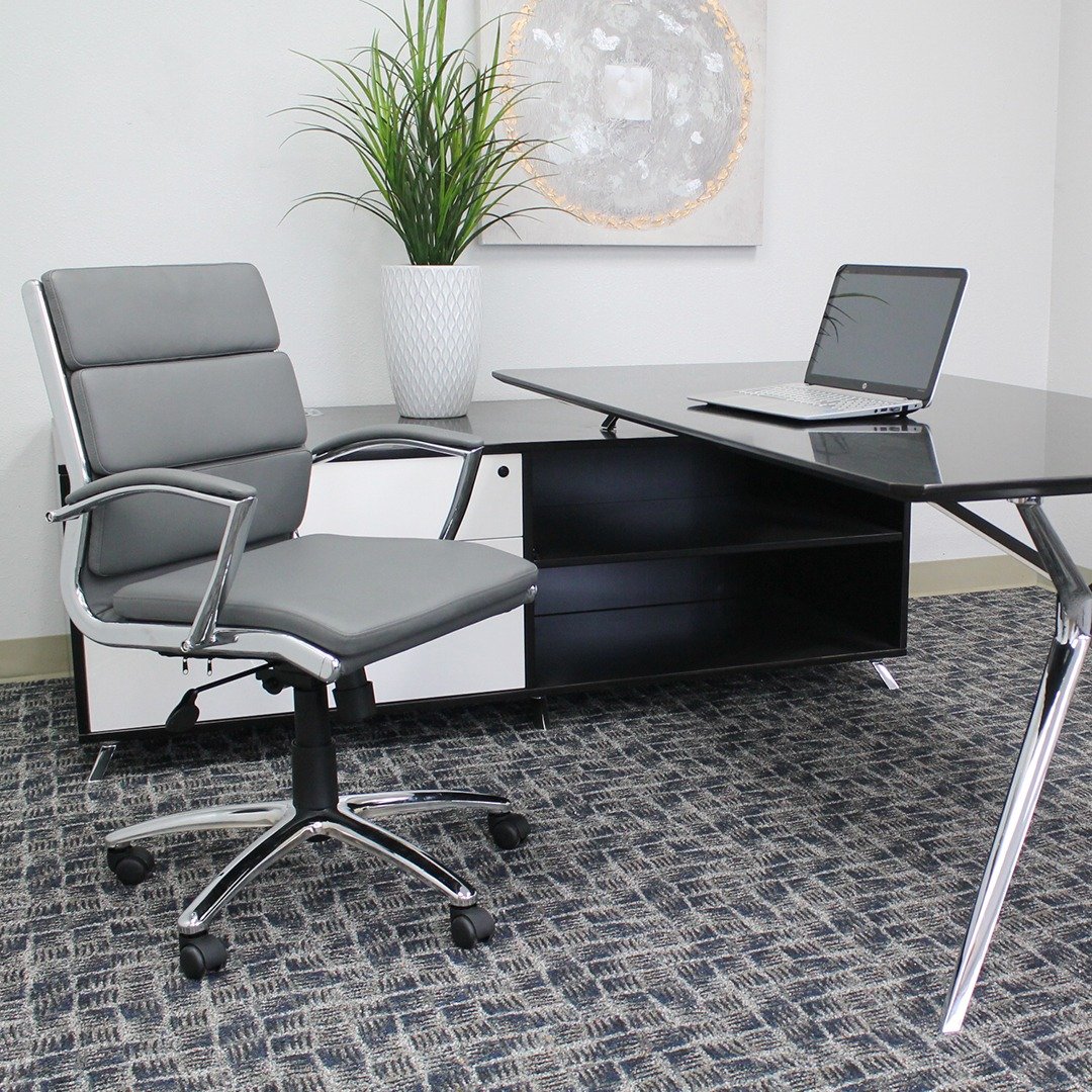 Boss Executive CaressoftPlus Chair with Metal Chrome Finish - Mid Back - Image 2