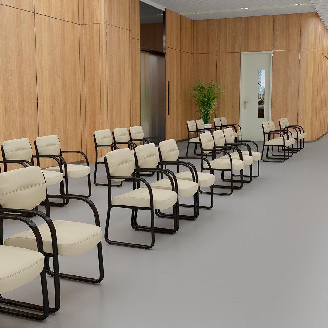 Boss Leather Sled Base Side Chair, Beige - Image 2