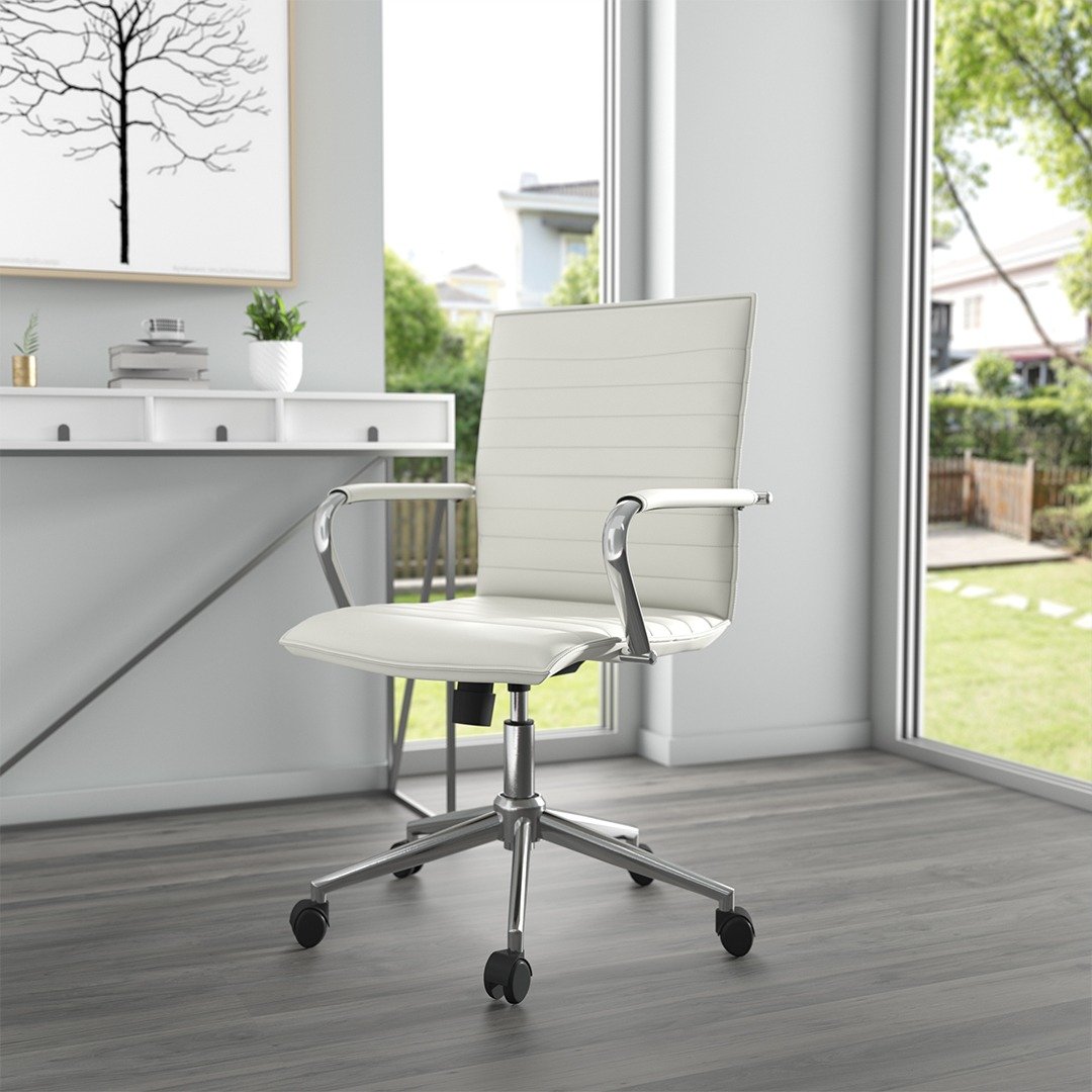 Boss White Vinyl Hospitality Chair - Image 6