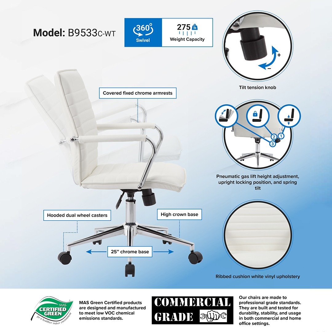 Boss White Vinyl Hospitality Chair - Image 3