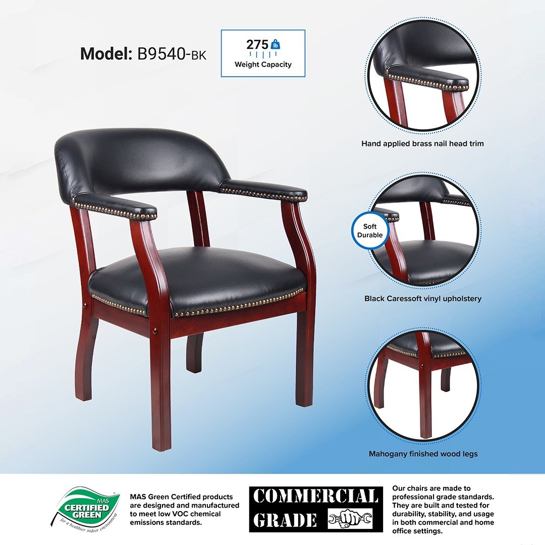 Boss Captain's guest, accent or dining chair in Black Vinyl - Image 6