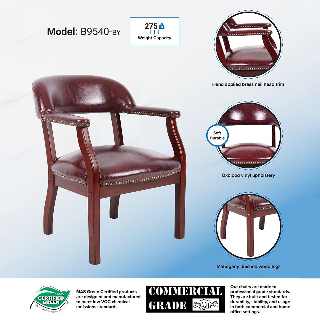 Boss Captain's guest, accent or dining chair in Burgundy Vinyl - Image 7
