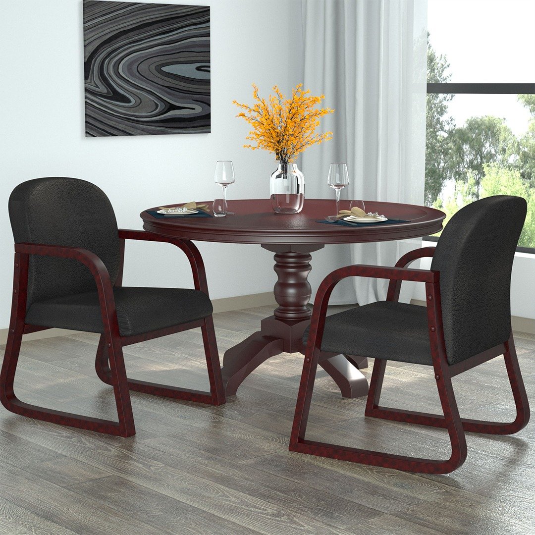 Boss Mahogany Frame guest, accent or dining chair In Black Fabric - Image 7